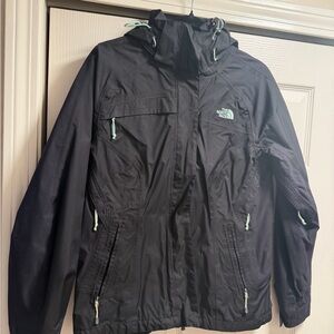 The North Face Black Raincoat with Mint Trim